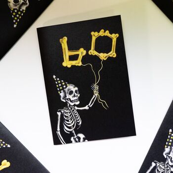 60th Balloon Skeleton Gothic Birthday Card, 6 of 6