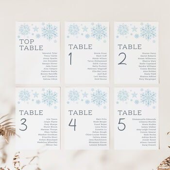 Wedding Seating Plan Cards Snowflake Design, 2 of 6