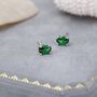 Sterling Silver Emerald Green Moissanite Cz Stud Earrings, thumbnail 2 of 11