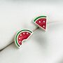 Sterling Silver Watermelon Stud Earrings, thumbnail 1 of 6