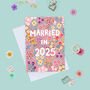 Floral Wedding Card, Married In 2025 Pink, thumbnail 1 of 4