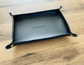 Personalised Rectangle Black Leather Accessories Tray, 11 of 11