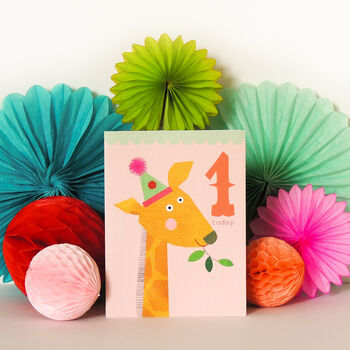 Mini Giraffe 1st Birthday Card, 5 of 5