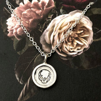 Sterling Silver Mini Angry Skull Charm Necklace, 2 of 12