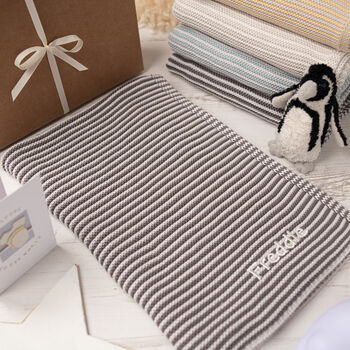 Monochrome Baby Star Outfit And Mini Stripe Blanket Set, 3 of 12