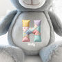 Personalised Patchwork Alphabet Grey Teddy Bear, thumbnail 4 of 10