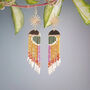 'Pheasant' Hand Beaded Feather Inspired Earrings, thumbnail 1 of 3