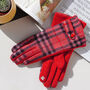 Merino Wool Tartan Gloves In Red, thumbnail 1 of 6