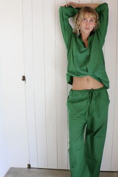 Organic Cotton Plain Green Unisex Pyjama, 4 of 5