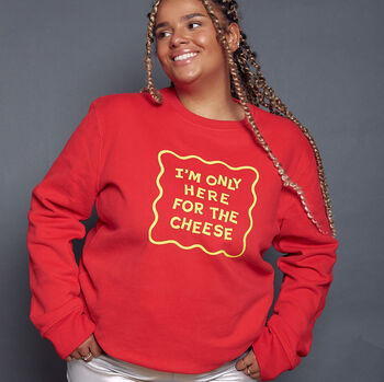 Only Here For The Cheese Christmas Sweatshirt, 2 of 5