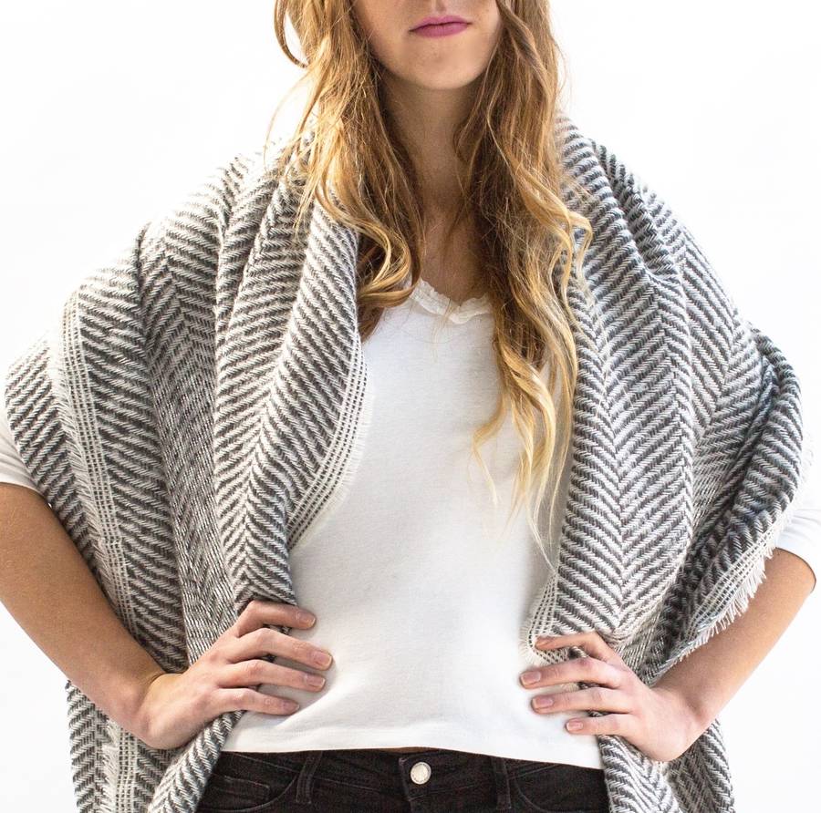 personalised grey herringbone scarf by the forest & co ...