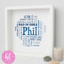 Personalised 60th Birthday Word Art Gift For Him, thumbnail 1 of 4