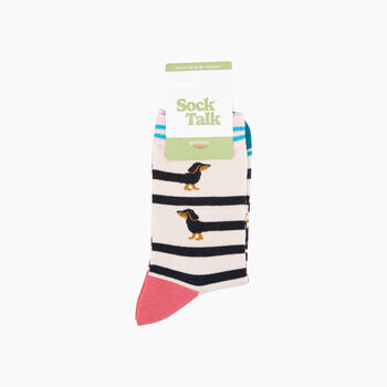Winding Sausage Dog Bamboo Socks In Cream, 4 of 4