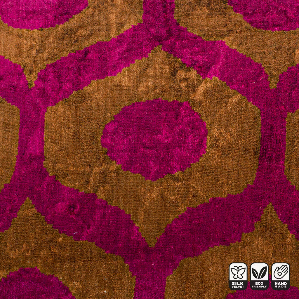 Brown And Fuchsia Pink Silk Velvet Cushion Cover 40x60 By