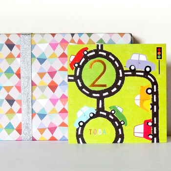 Copper Foiled Road 2nd Birthday Card, 5 of 5