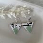 Mint Green Geometric Clay Ceramic Triangle Earrings, thumbnail 2 of 10