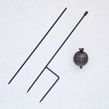 Recycled Iron Poppy Seed Head Garden Stake Decoration, 7 of 12