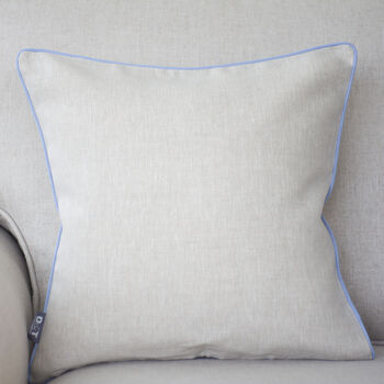 Grey Cushion Cover With Cornflower Blue Piping, 2 of 3