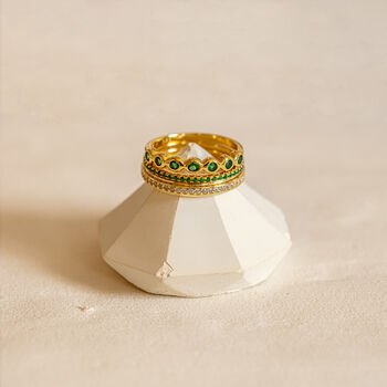 Emerald Green Birthstone Ring Art Deco Jewellery, 6 of 6