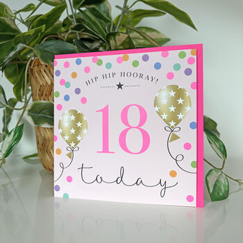 Balloon Brights 18th Birthday Card Pink, 2 of 2