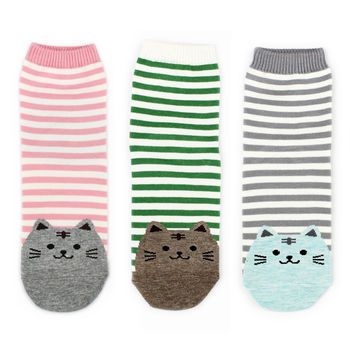 Set Of Three Cat Socks In A Gift Box, 3 of 4