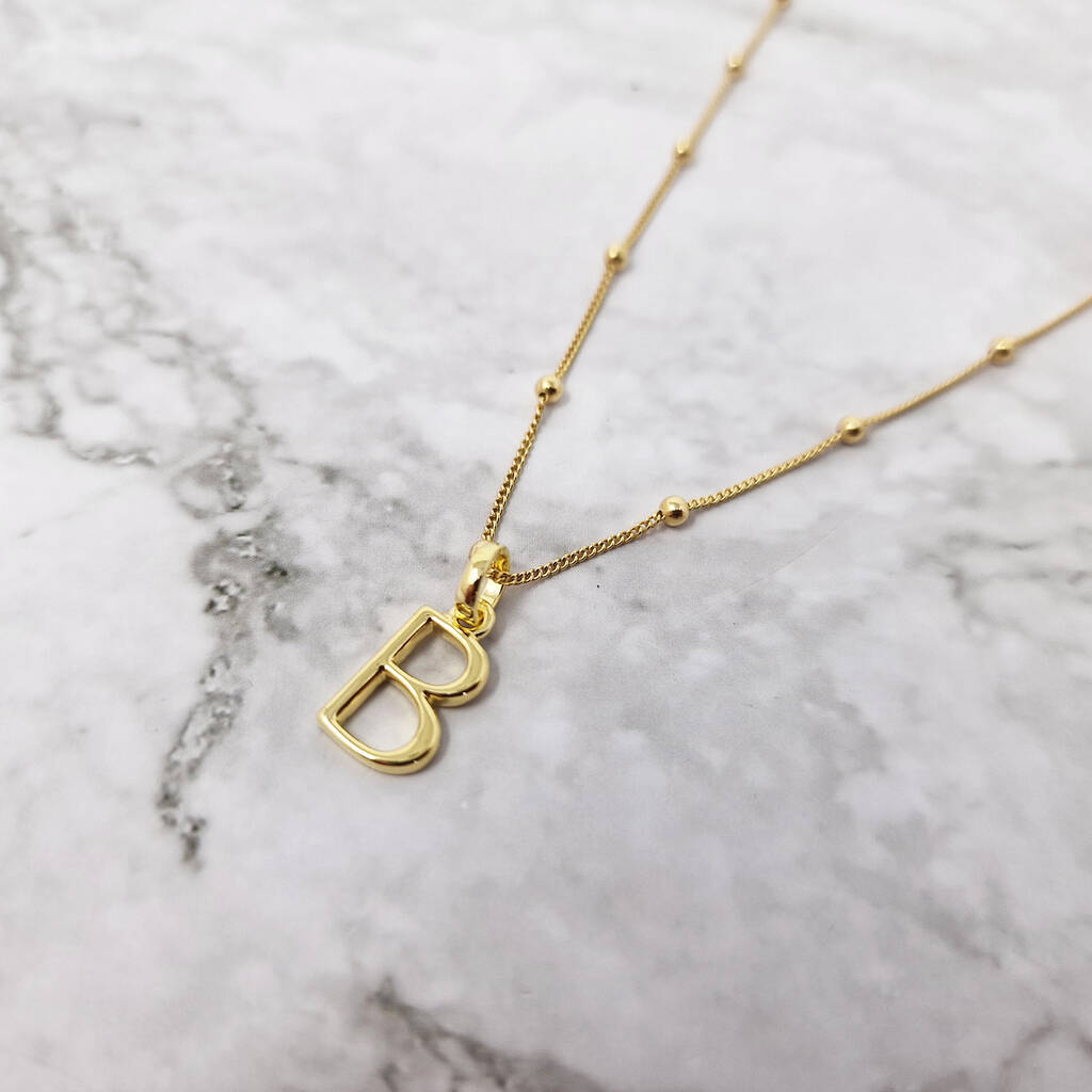18k Gold Vermeil Plated Initial Pendant Necklace, 1 of 5