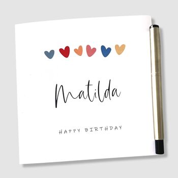 Personalised Birthday Card With Hearts, 2 of 7