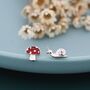 Sterling Silver Mismatched Snail And Mushroom Stud Earrings, thumbnail 1 of 12