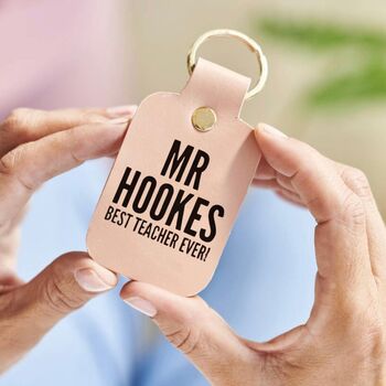 Personalised Leather Teacher Gift Keyring, 3 of 4