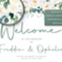 Wedding Welcome Sign White And Dark Green Floral, thumbnail 3 of 7