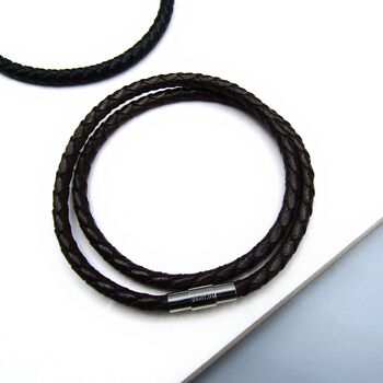 Men's Personalised Initial Woven Leather Bracelet, 3 of 8