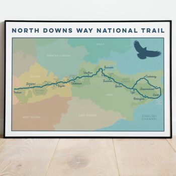 North Downs Way Art Print With Walking Trail Map, 3 of 10