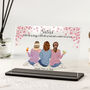 Personalised Sisters Acrylic Portrait With Blossoms, thumbnail 1 of 7