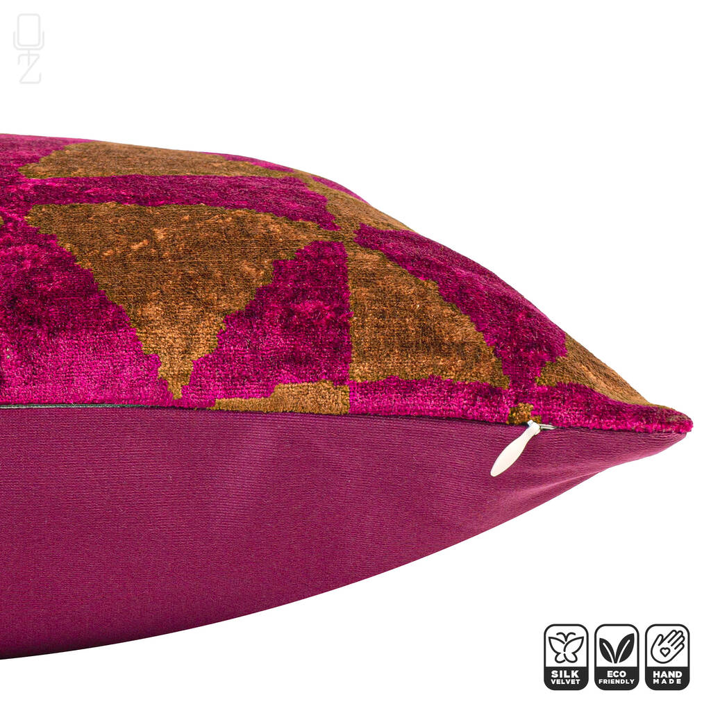 Brown And Fuchsia Pink Velvet Cushion Covers 40x40cm By