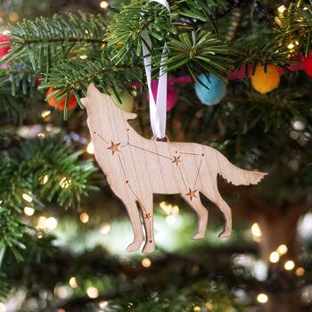 Lupus Wolf Constellation Wooden Christmas Decoration, 3 of 4