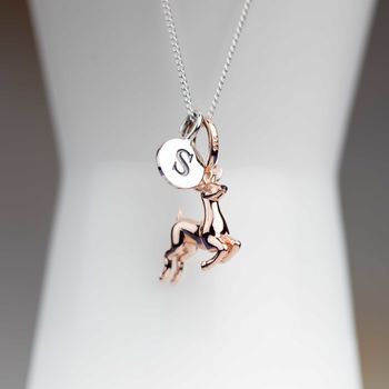 Personalised Sterling Silver Leaping Deer Necklace, 2 of 5