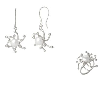 Pearl Sun Molten Dripping Sunburst Sterling Silver Set, 4 of 12