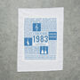 Personalised 40th Birthday Tea Towel Gift 1983 Music, thumbnail 1 of 6