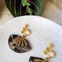 Clip On Earrings Art Deco Small Fan Sunburst, thumbnail 4 of 5