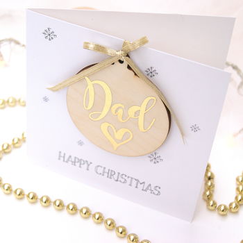 Dad Wooden Bauble Christmas Card, 3 of 4