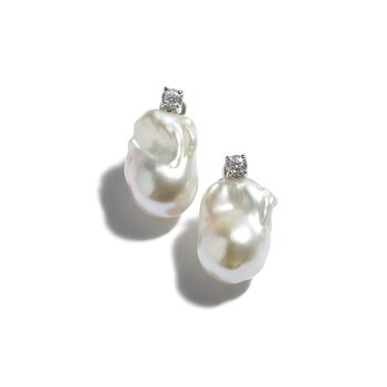 Gleaming Baroque Pearl Silver Earrings, 6 of 7