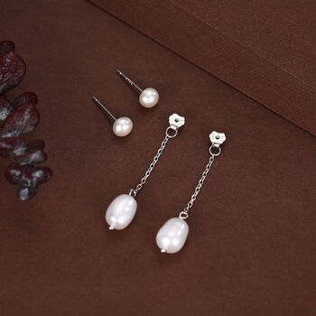 Natural Freshwater Pearl Ear Jacket Earrings In Sterling Silver, 6 of 11