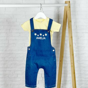 Daisy Personalised Denim Dungaree For Girls, 5 of 5