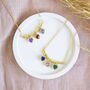 Beaded Triple Birthstone Heart Necklace, thumbnail 3 of 9
