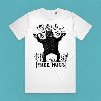 Free Hugs Festival Bear Adult Men's T Shirt, 4 of 10