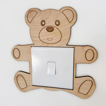 Wooden Teddy Bear Light Switch Cover Surround, 3 of 6