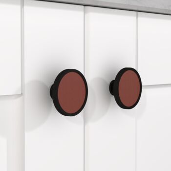 Cowhide Leather Cupboard Door Drawer Knob Handles, 3 of 8