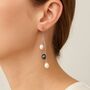 Sterling Silver Freshwater Pearl Triple Drop Earrings, thumbnail 3 of 4