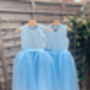 Girls Blue Ankle Length Tutu Flower Girl Dress, thumbnail 6 of 7