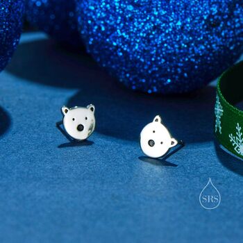 Sterling Silver Polar Bear Stud Earrings, 5 of 11